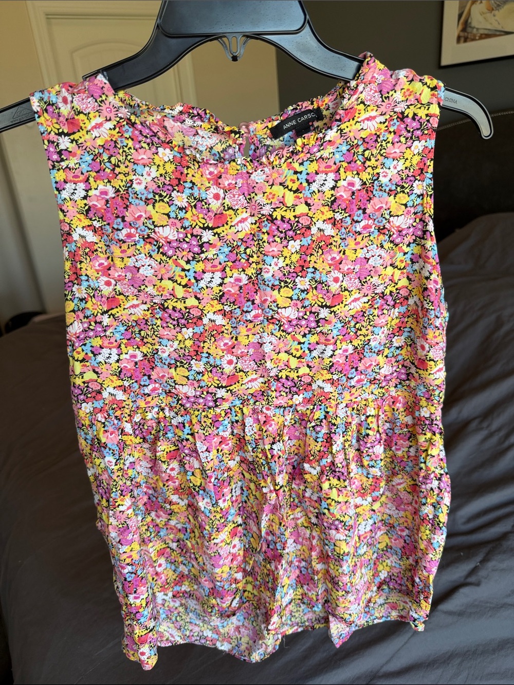 Anne Klein Pink Yellow Floral Sleeveless Top